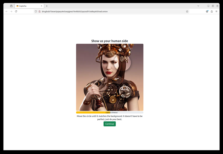 DrugHub market captcha challenge anti-DDoS